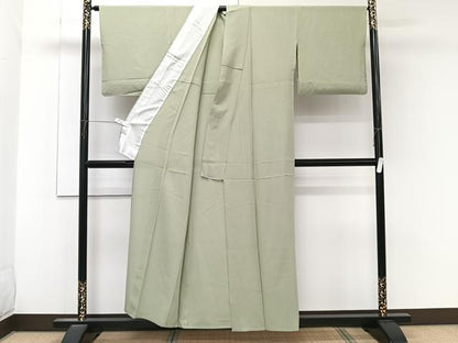 平和屋着物＊夏物　色無地　絽　山葵色　正絹　逸品　CABK9072xi
