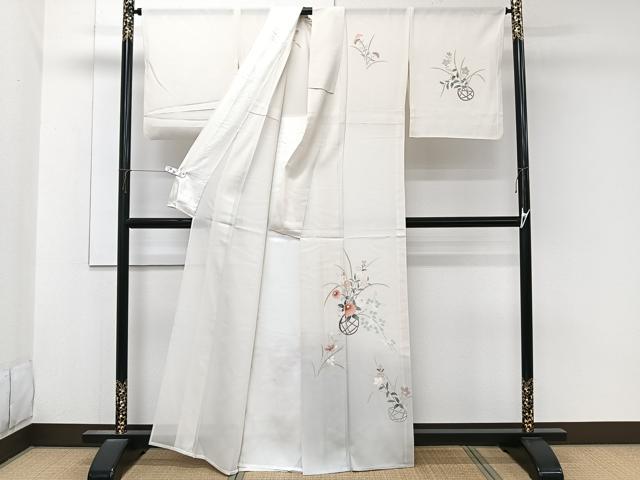 平和屋着物＊夏物　訪問着　絽　草花文　正絹　逸品　CABK9073xi