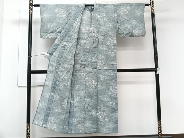 平和屋着物＊夏物　本場小千谷縮　立波文　麻　逸品　CABK9074xi