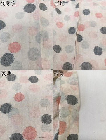 平和屋着物＊夏物　本場小千谷縮　水玉文様　麻　逸品　CABK9077xi