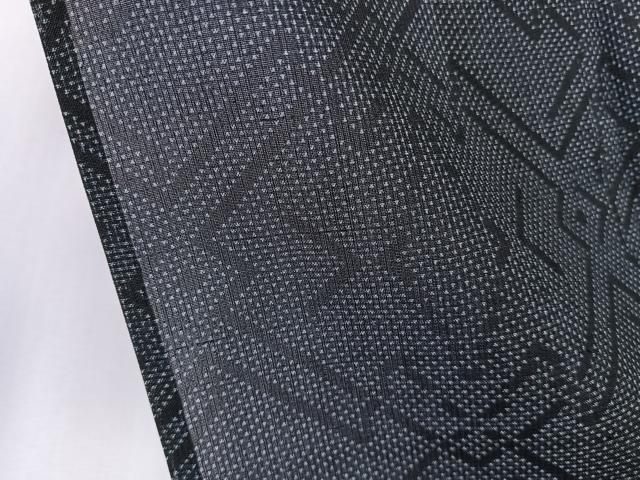 平和屋着物＊夏物　本場大島紬　夏大島　魚文様　黒地　正絹　逸品　CABK9079xi