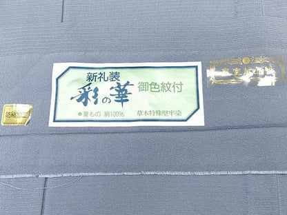 平和屋着物＊夏物　色無地　絽縮緬　草木特殊堅牢染　紅掛空色　証紙付き　正絹　逸品　未使用　CABK9084xi