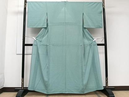 平和屋着物＊夏物　色無地　絽縮緬　薄青色　正絹　逸品　CABK9085xi