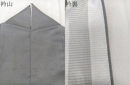 平和屋着物＊人間国宝 芹沢圭介一番弟子　下平清人　夏物　色無地　絽縮緬　錫色　正絹　逸品　CABK9087xi