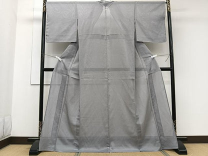 平和屋着物＊人間国宝 芹沢圭介一番弟子　下平清人　夏物　色無地　絽縮緬　錫色　正絹　逸品　CABK9087xi