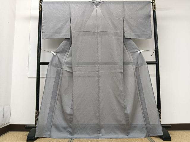 平和屋着物＊人間国宝 芹沢圭介一番弟子　下平清人　夏物　色無地　絽縮緬　錫色　正絹　逸品　CABK9087xi