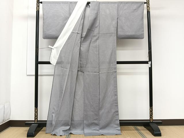 平和屋着物＊人間国宝 芹沢圭介一番弟子　下平清人　夏物　色無地　絽縮緬　錫色　正絹　逸品　CABK9087xi