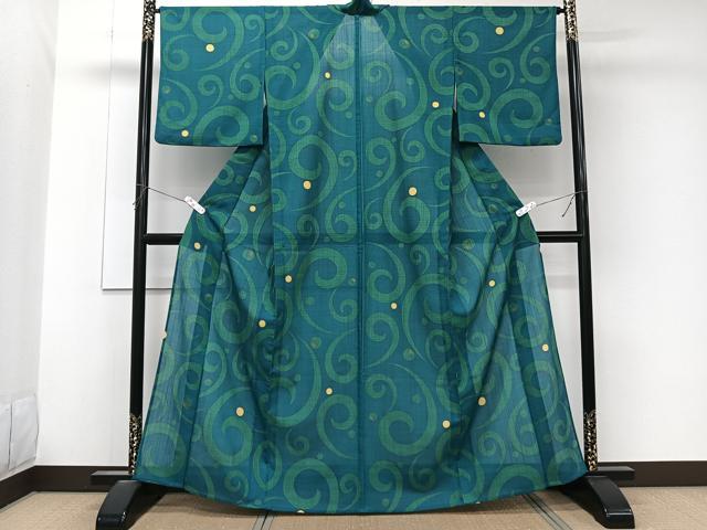 平和屋着物＊夏物　小紋　紗　抽象文　洗える着物　CABK9093xi