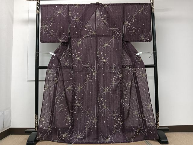平和屋着物＊夏物　小紋　紗　舞花文　洗える着物　CABK9095xi
