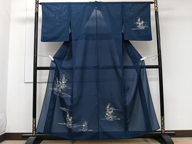 平和屋着物＊夏物　訪問着　絽　流水草花文　金銀彩　洗える着物　CABK9100xi