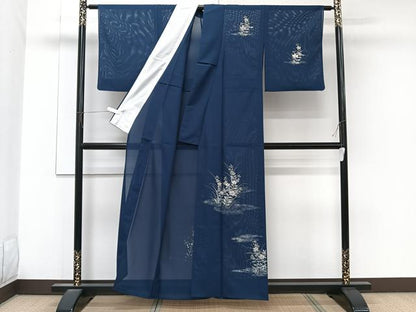 平和屋着物＊夏物　訪問着　絽　流水草花文　金銀彩　洗える着物　CABK9100xi