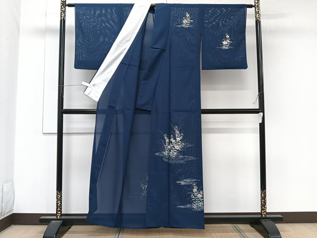 平和屋着物＊夏物　訪問着　絽　流水草花文　金銀彩　洗える着物　CABK9100xi
