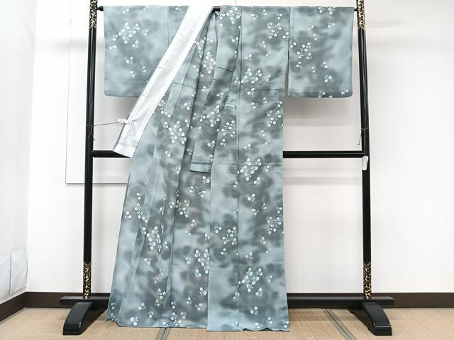 平和屋着物＊夏物　小紋　絽縮緬　舞蝶文　洗える着物　CABK9105xi