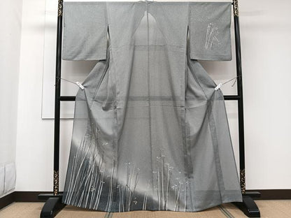 平和屋着物＊夏物　訪問着　絽　枝花文　暈し染め　銀彩　洗える着物　CABK9106xi
