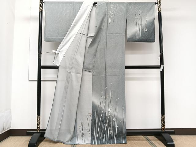 平和屋着物＊夏物　訪問着　絽　枝花文　暈し染め　銀彩　洗える着物　CABK9106xi