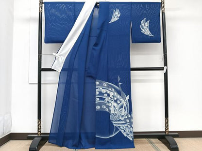 平和屋着物＊夏物　訪問着　絽　孔雀　正絹　逸品　CABK9121xi