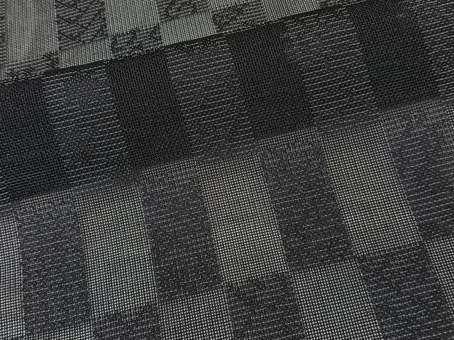 平和屋着物＊夏物　お召　色紙文　黒地　ロング丈　正絹　逸品　CABK9125xi