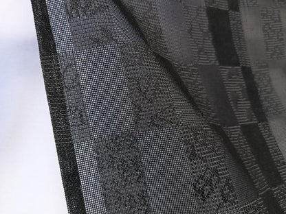 平和屋着物＊夏物　お召　色紙文　黒地　ロング丈　正絹　逸品　CABK9125xi