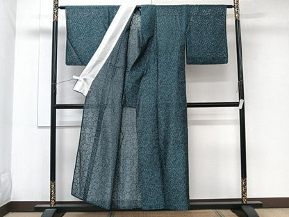 平和屋着物＊夏物　小紋　紗　草花文　銀通し地　さが美扱い　正絹　逸品　CABK9127xi