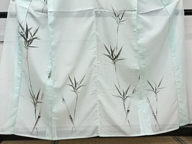 平和屋着物＊夏物　訪問着　絽　手描き　笹竹文　銀彩　洗える着物　CABK9129xi