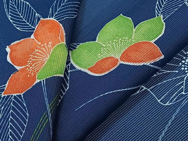 平和屋着物＊夏物　小紋　絽　草花文　洗える着物　CABK9132xi