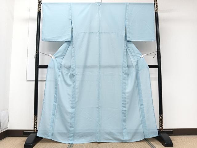 平和屋着物＊森英恵・HANAE MORI　夏物　色無地　紗　水色　洗える着物　CABK9139xi