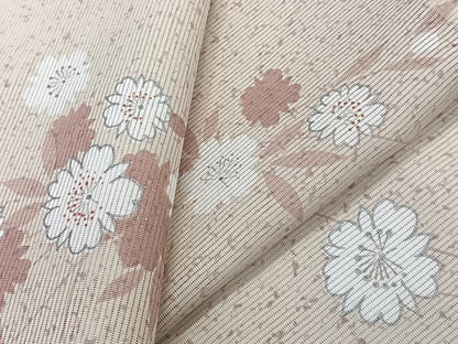 平和屋着物＊夏物　小紋　絽　枝草花文　銀彩　洗える着物　CABK9144xi