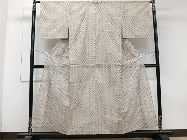 平和屋着物＊夏物　小紋　紗　麻の葉文様　洗える着物　未使用　CABK9152xi
