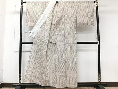 平和屋着物＊夏物　小紋　紗　麻の葉文様　洗える着物　未使用　CABK9152xi