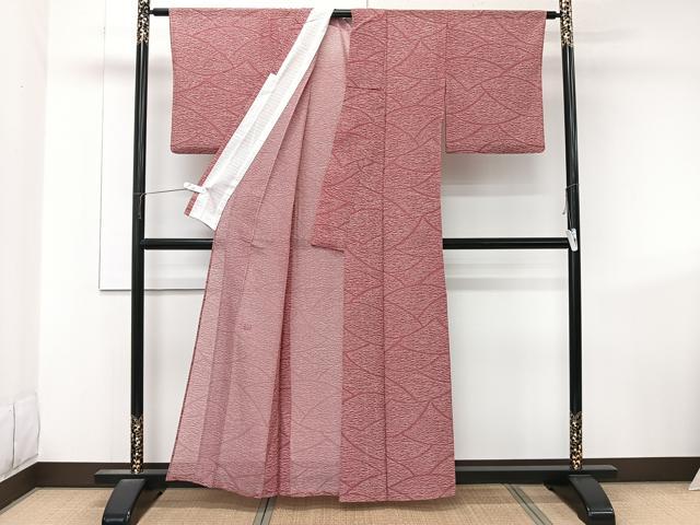 平和屋着物＊夏物　小紋　絽　舞芝文　洗える着物　CABK9156xi