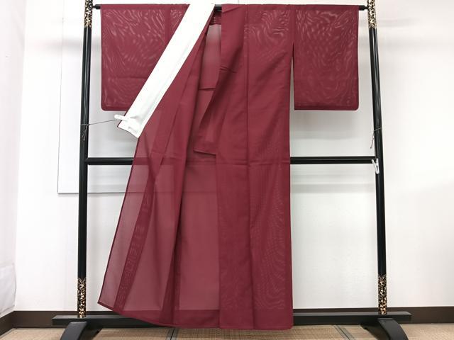 平和屋着物＊夏物　色無地　絽　小豆色　洗える着物　CABK9157xi