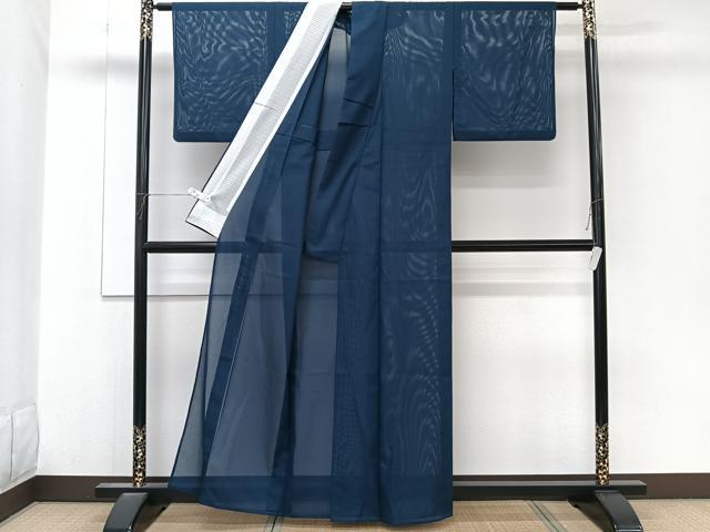 平和屋着物＊夏物　色無地　絽　青藍色　洗える着物　CABK9158xi