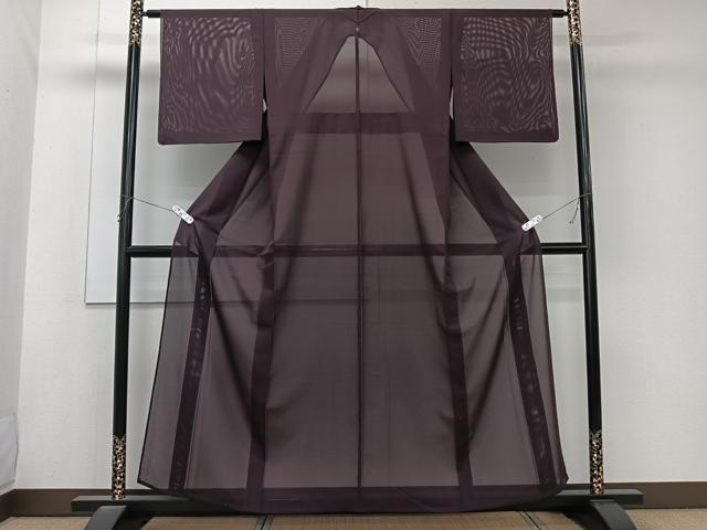 平和屋着物＊夏物　色無地　絽　似せ紫色　洗える着物　CABK9159xi