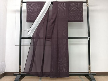平和屋着物＊夏物　色無地　絽　似せ紫色　洗える着物　CABK9159xi