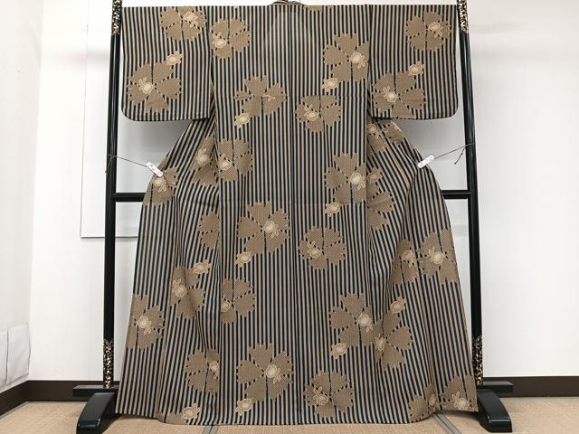 平和屋着物＊夏物　小紋　紗　兎花文　洗える着物　CABK9161xi