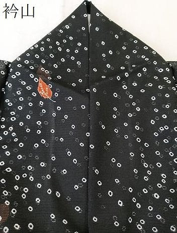平和屋着物＊夏物　小紋　絽　鹿の子舞葉文　黒地　洗える着物　CABK9163xi