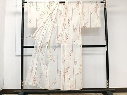 平和屋着物＊夏物　小紋　絽　笹竹文　洗える着物　CABK9164xi