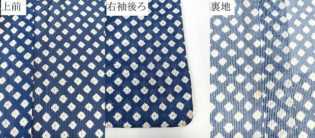 平和屋着物＊夏物　小紋　縦絽　ドット柄　洗える着物　CABK9165xi