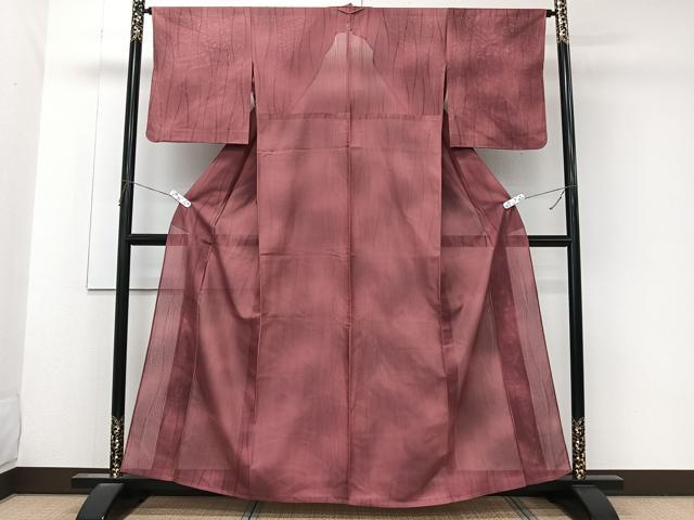 平和屋着物＊夏物　小紋　よろけ縞紋紗　霞文　正絹　逸品　CABK9169xi