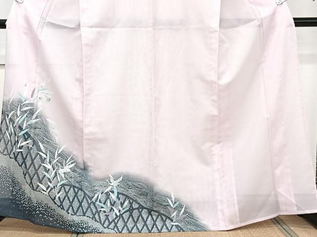 平和屋着物＊夏物　訪問着　絽　籬流水鶴文　洗える着物　CABK9176xi