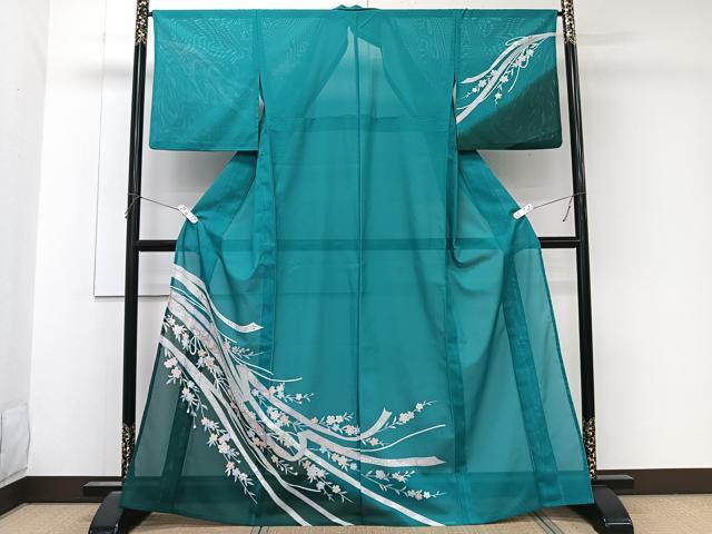 平和屋着物＊夏物　訪問着　絽　鬘帯花蝶文　金彩　洗える着物　CABK9178xi