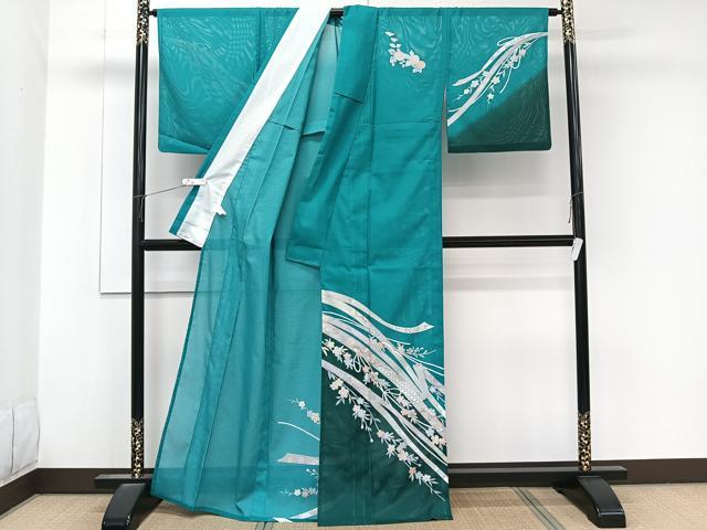 平和屋着物＊夏物　訪問着　絽　鬘帯花蝶文　金彩　洗える着物　CABK9178xi