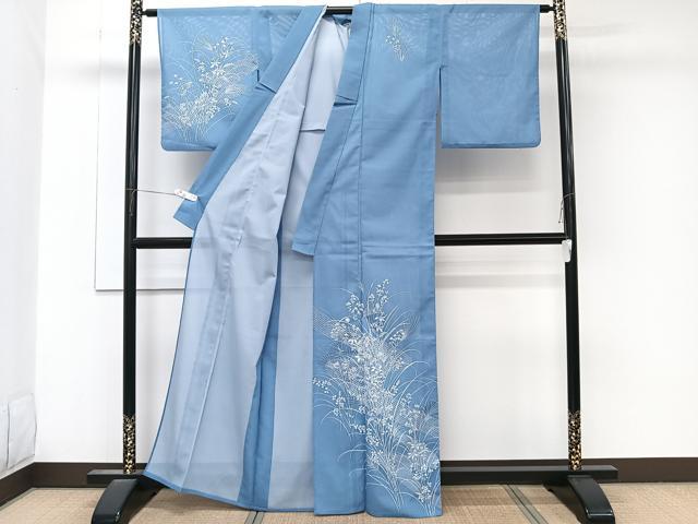 平和屋着物＊夏物　訪問着　絽　流水枝草花文　洗える着物　CABK9185xi