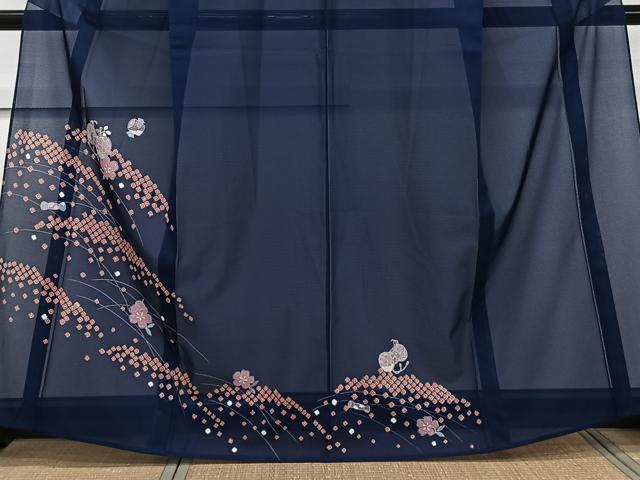 平和屋着物＊夏物　訪問着　絽　糸巻き　鼓花文　洗える着物　CABK9186xi