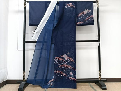 平和屋着物＊夏物　訪問着　絽　糸巻き　鼓花文　洗える着物　CABK9186xi