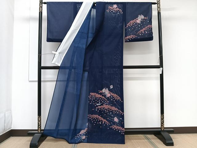 平和屋着物＊夏物　訪問着　絽　糸巻き　鼓花文　洗える着物　CABK9186xi