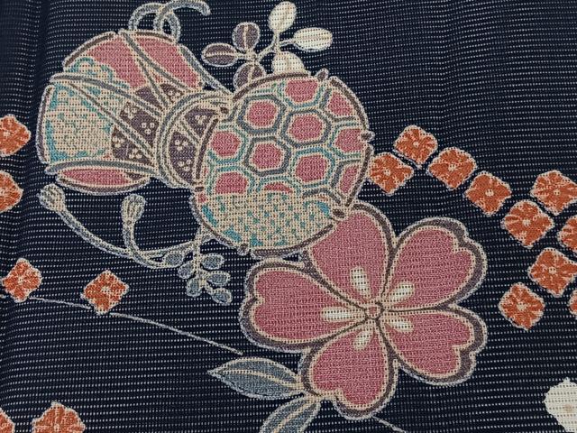 平和屋着物＊夏物　訪問着　絽　糸巻き　鼓花文　洗える着物　CABK9186xi