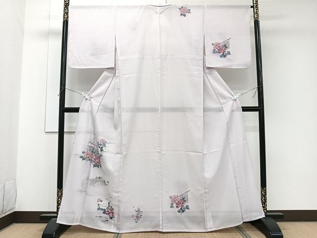 平和屋着物＊夏物　訪問着　絽　渡橋草花文　洗える着物　CABK9189xi