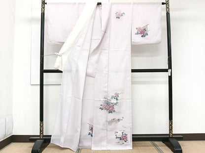 平和屋着物＊夏物　訪問着　絽　渡橋草花文　洗える着物　CABK9189xi