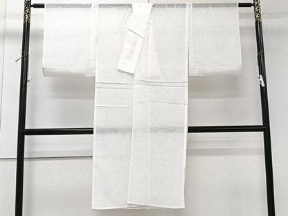 平和屋着物＊夏物　長襦袢　菱紋紗　舞草花文　乳白色　洗える着物　CABK9191xi